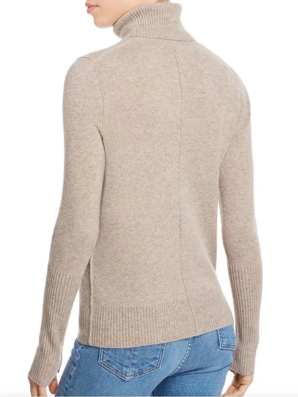 NWT Bloomingdales Aqua Cashmere Turtleneck Women’s Sweater Wheat Size Medium New